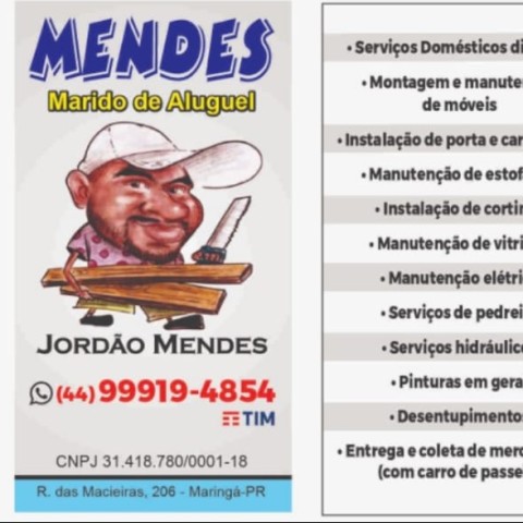 MENDES MONTADOR DE MÓVEIS MARIDO DE ALUGUEL